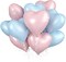 Pastel Blue Pink Heart Balloons - 18 Inch Light Pink and Blue Mylar Balloons for Girls Boys Birthday Baby Shower Gender Reveal Party Decorations